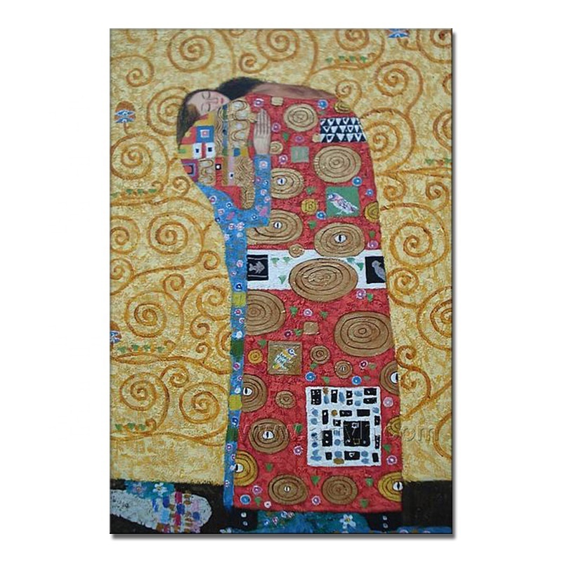 The kiss by Gustav Klimt canvas handmade oil Painting Boy and Girl Painting