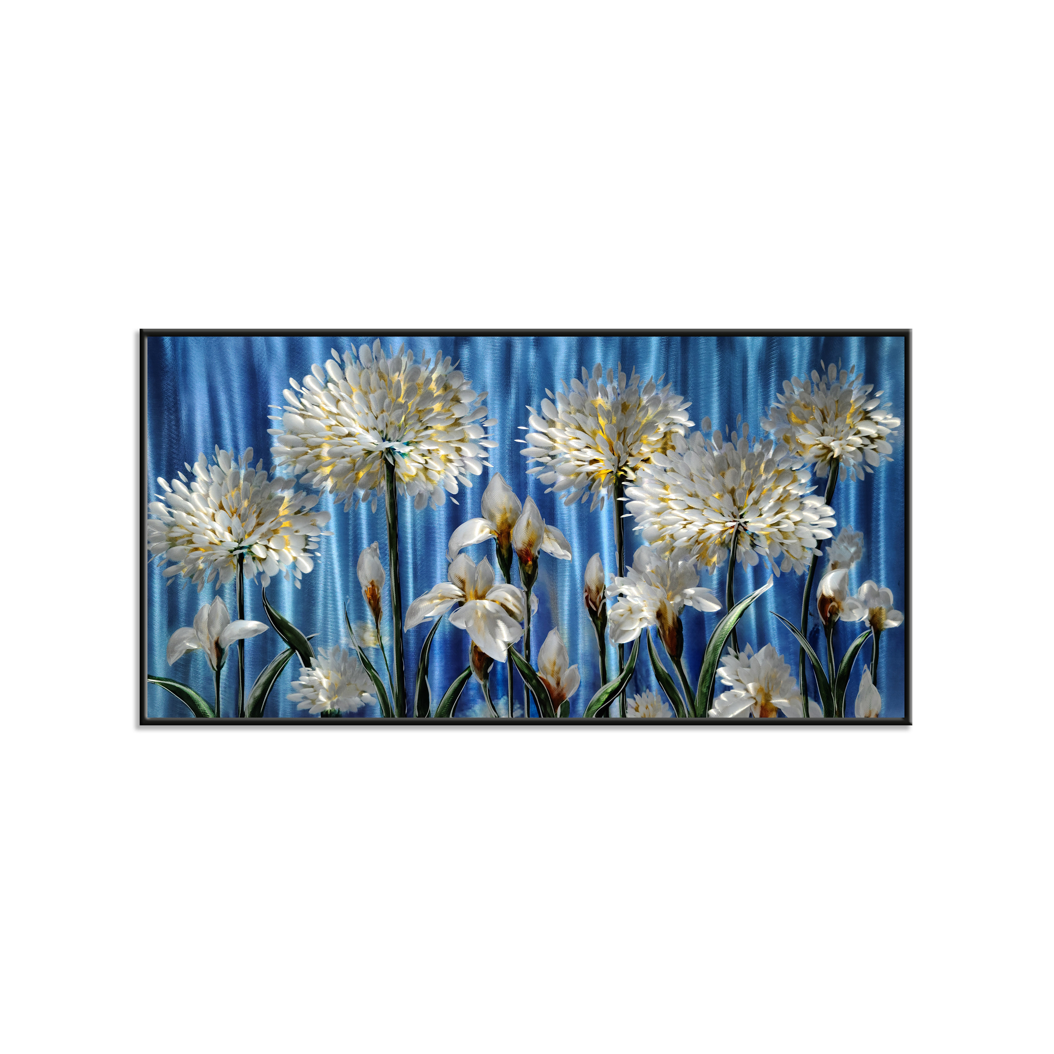 Wholesale Flower Blue and Grey Metal Metal Wall Art Decor