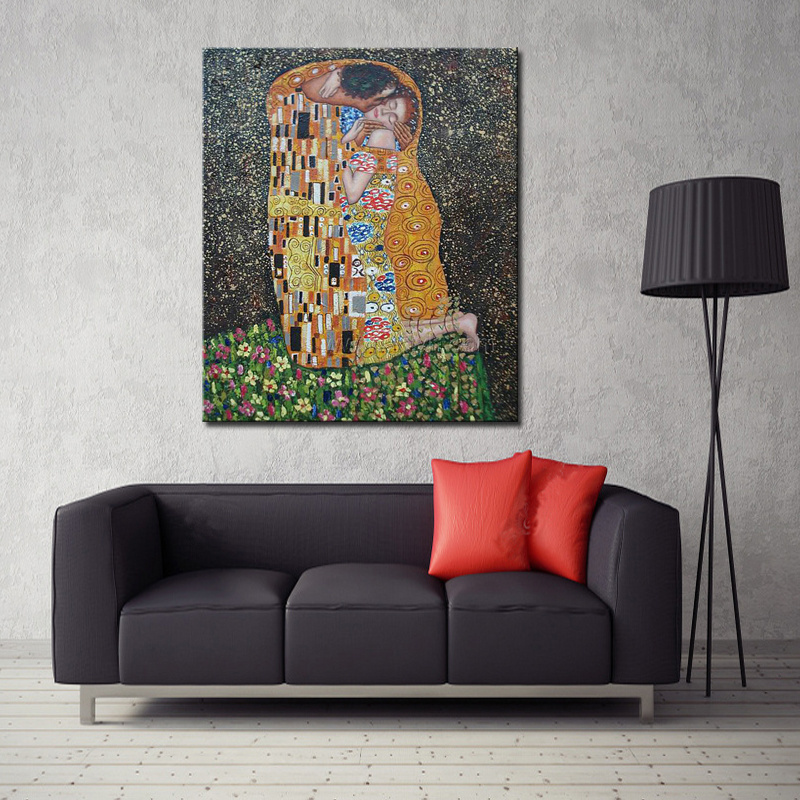 World Famous Master Gustav Klimt kiss oil paintings for Home decoration