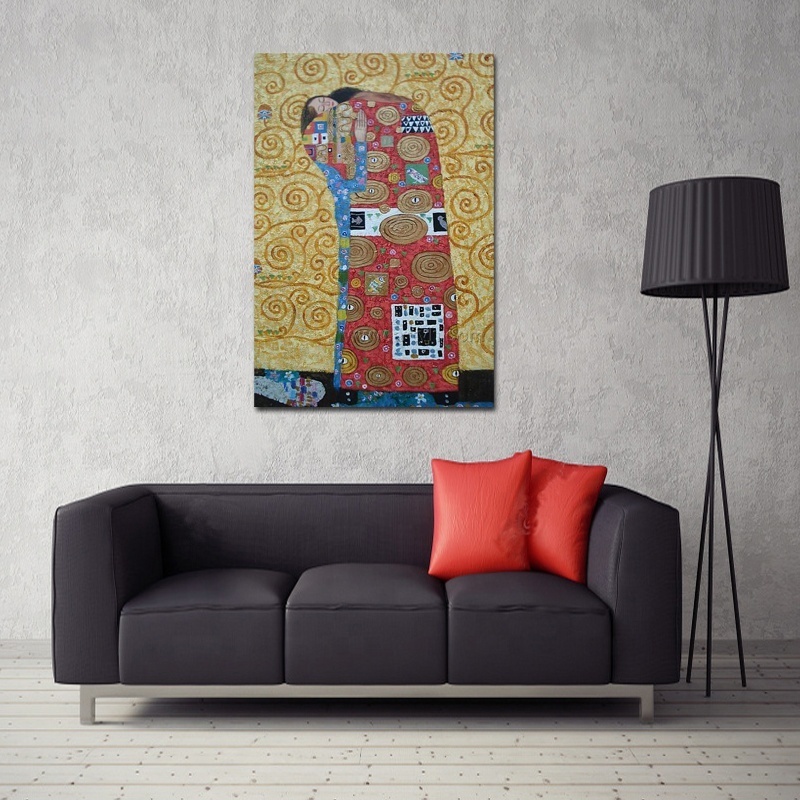 The kiss by Gustav Klimt canvas handmade oil Painting Boy and Girl Painting