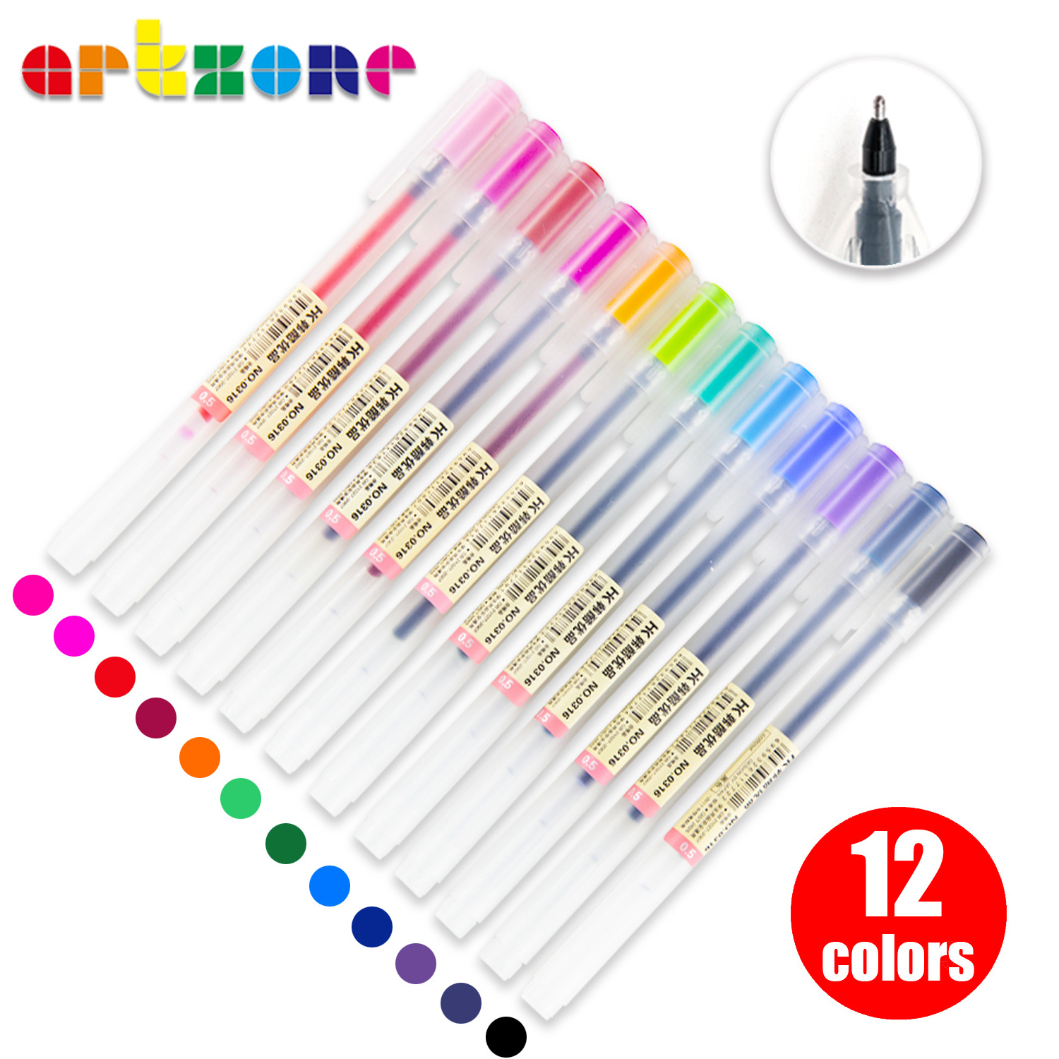 Custom logo 0.5mm Fine Tip Colored Gel Ink Pens Japanese Kawaii Style Fineliner Ball Point Pens Set for Office School Supplies