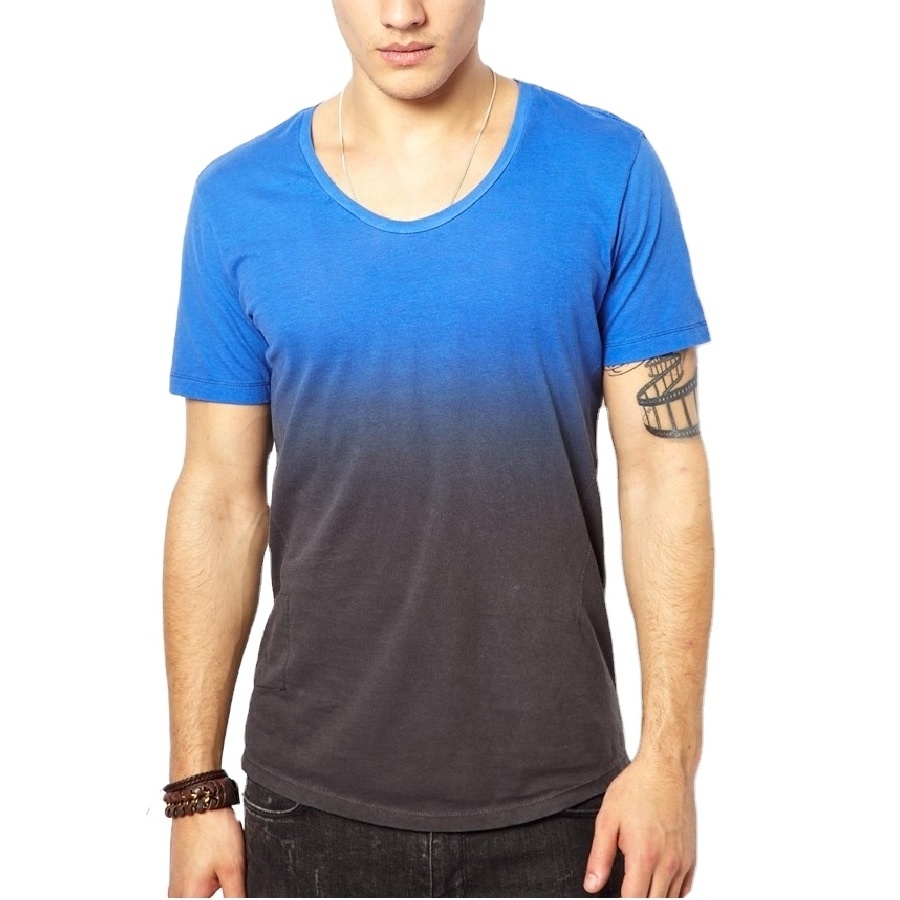 Latest Dip dyed T-shirt with pocket for men Casual wears Cotton fabric muscle fit custom pattern tie dyed tees Shirts Wholesale