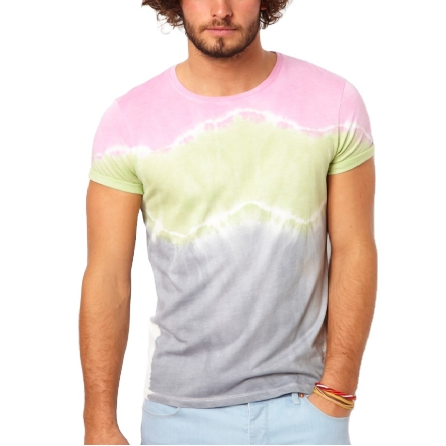 Latest Dip dyed T-shirt with pocket for men Casual wears Cotton fabric muscle fit custom pattern tie dyed tees Shirts Wholesale