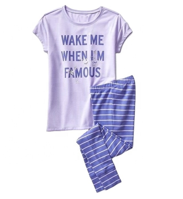 Girls short sleeve cute pajama sets trendy kids clothing set two pieces sleepwear