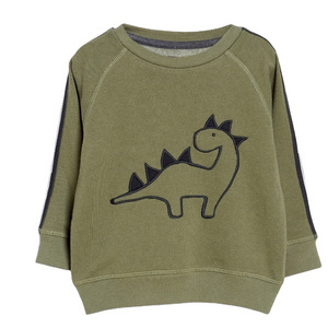 Baby sweatshirt with Dino embroidery casual wear winter clothing kids pullover embellished custom printed Crewneck Sweatshirt