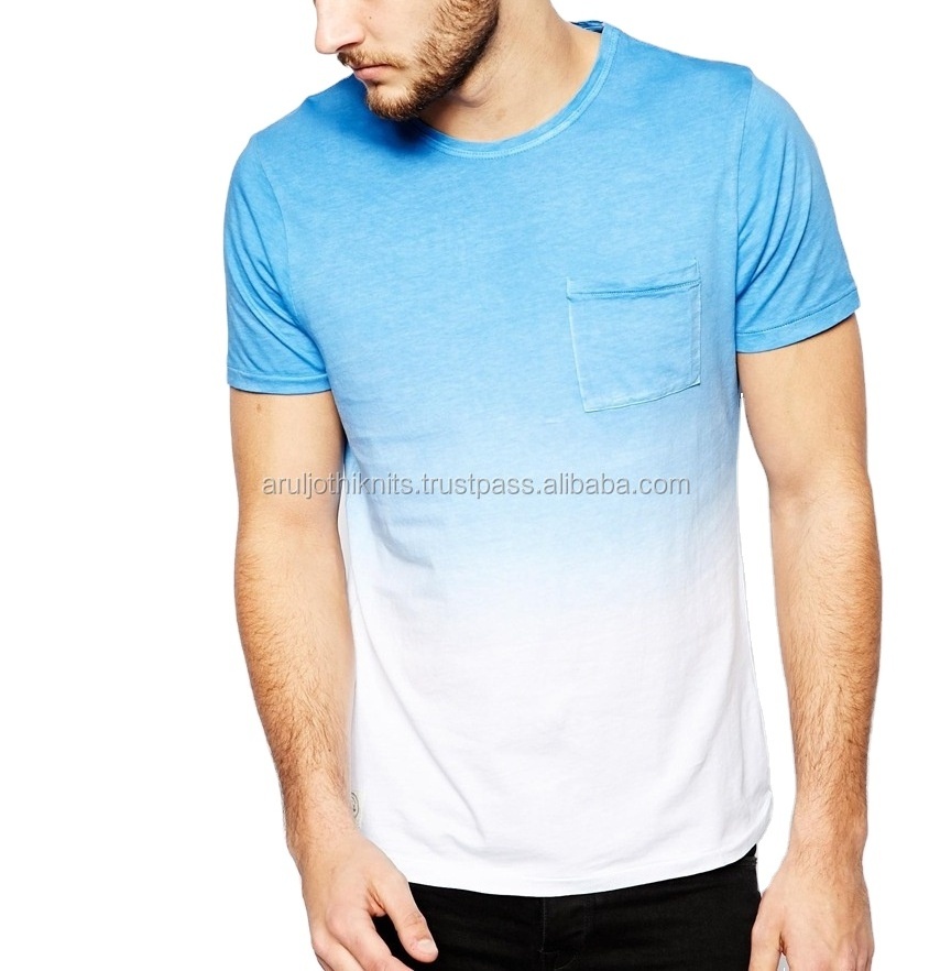 Latest Dip dyed T-shirt with pocket for men Casual wears Cotton fabric muscle fit custom pattern tie dyed tees Shirts Wholesale