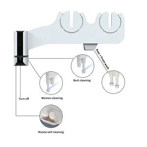 Cold Water Bidet Toilet Attachment Non-electric dual Nozzle Angle Adjustable Ultra-slim Adjustable Water Manual Bidet