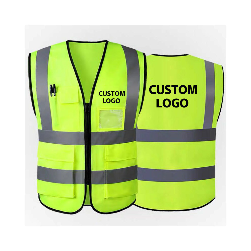 Customized Public Yellow And Orange Reflective Mesh 100% Polyester reflective jacket high visibility Reflective Vest safety vest