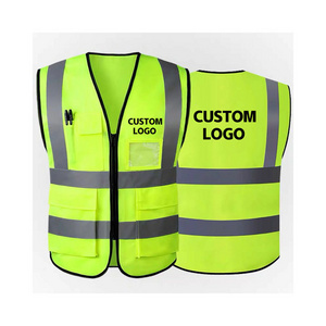 Customized Public Yellow And Orange Reflective Mesh 100% Polyester reflective jacket high visibility Reflective Vest safety vest