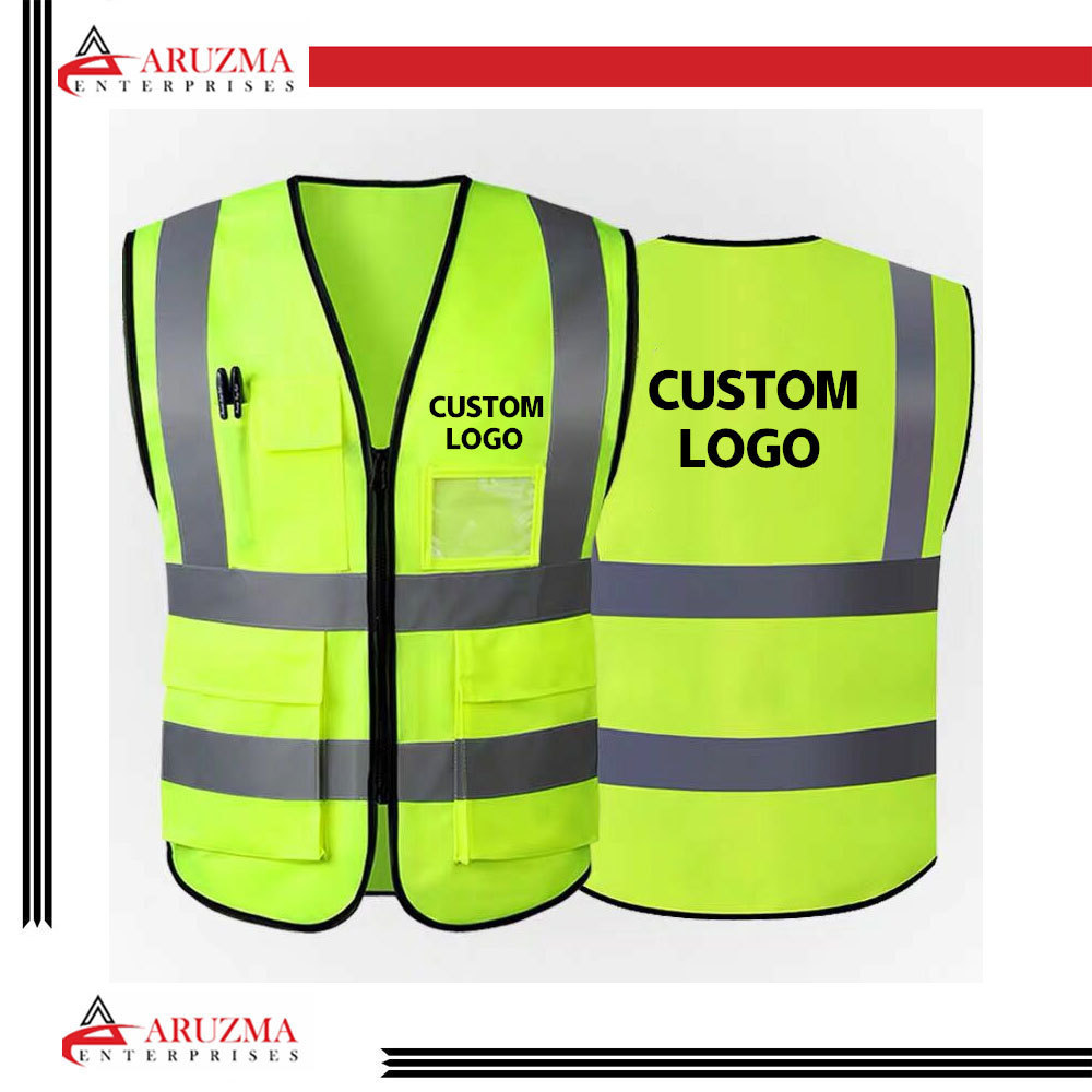 Customized Public Yellow And Orange Reflective Mesh 100% Polyester reflective jacket high visibility Reflective Vest safety vest