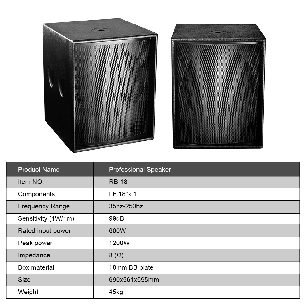 PB2 big power subwoofer 4 ohm dj sound box 18inch double magnet 2x 18 inch 1000 watt woofer strong stereo super bass speaker