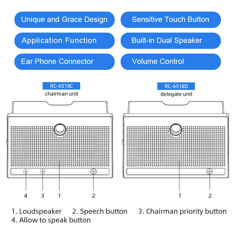 Professional Digital Wired discussion auto camera tracking voting  conference microphone system audio video conference system