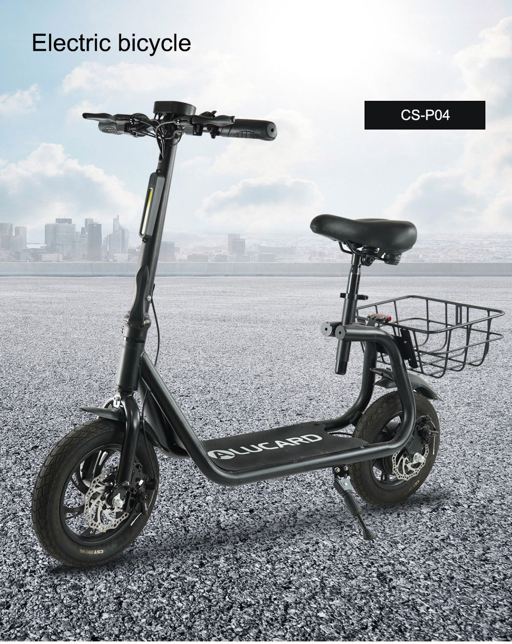 C-STAR Aluminium Alloy Frame 12 Inch Air tire Folding Electric Scooters With Basket And Seat