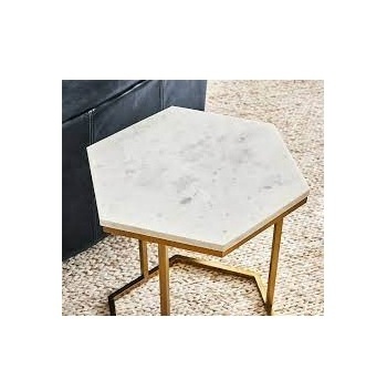 Modern Designed Marble Top Coffee Table With Gold Powder Coated Iron Leg Trendy Side Table coffee marble top dining table