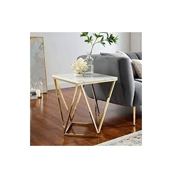 Modern Designed Marble Top Coffee Table With Gold Powder Coated Iron Leg Trendy Side Table coffee marble top dining table