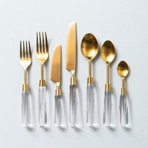 Antique Luxury Royal Cutlery Set With Acrylic Handles Wholesale Top Quality Metal Flatware For Wedding Decoration