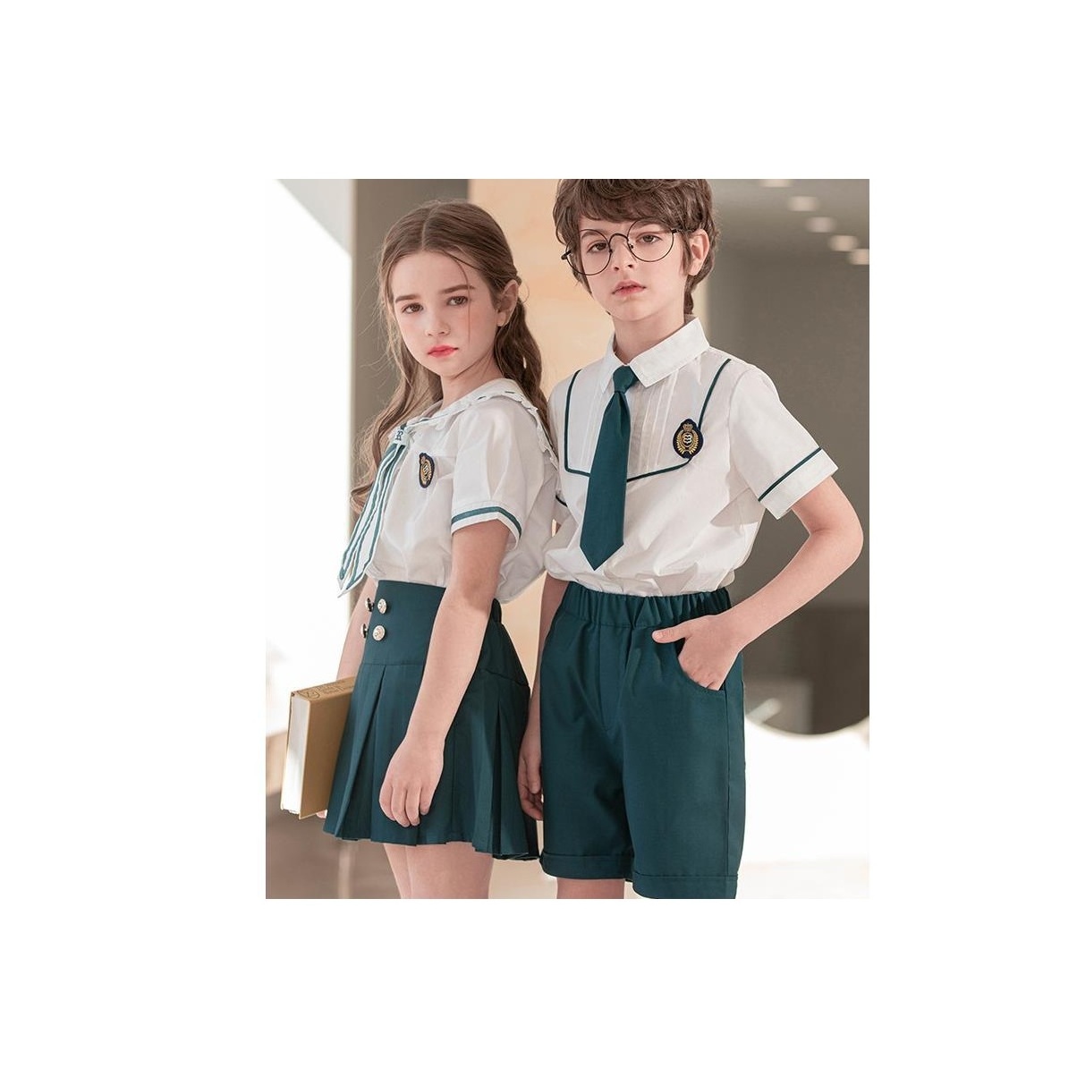 New Arrival Wholesale Socks Cheap Black And White Blouse School Uniform  Custom High Quality Short Skirt Solid Color