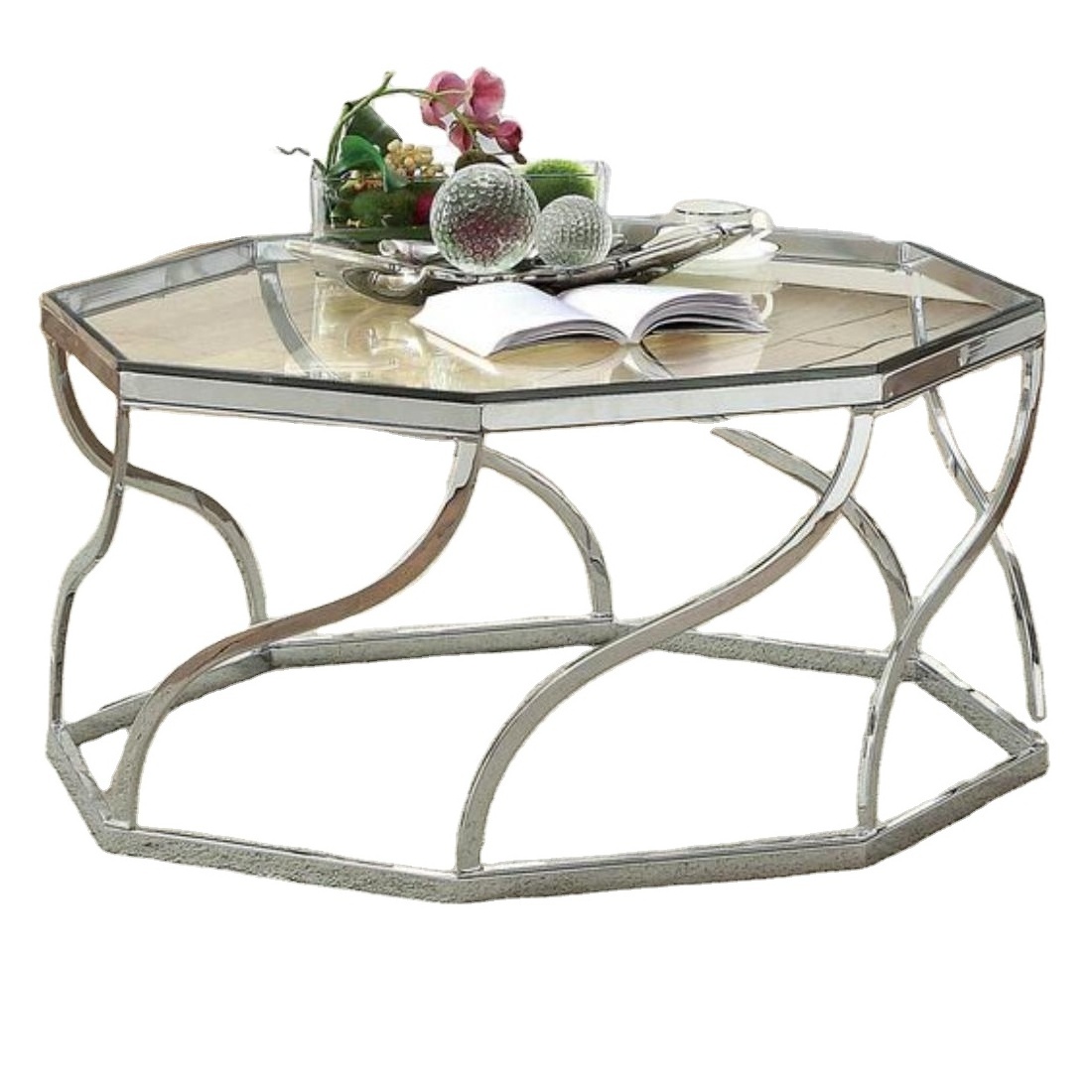 Modern Style American Heavy Duty Antler Coffee Table With Transparent Glass Display Top Super Selling Silver Furniture For Home