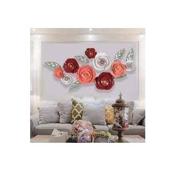 Metal Decoration Items Iron Metal Wall Hanging Decor home decor best quality 3d Silver Living Room Floral Art Flower Iron