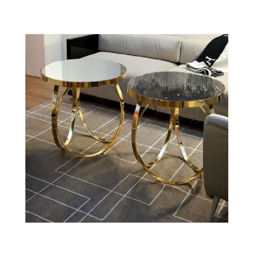 high Standard Home Furniture tables New Modern Coffee Table Side Tables Set Of two Sofa Side New Style Transparent Glass top