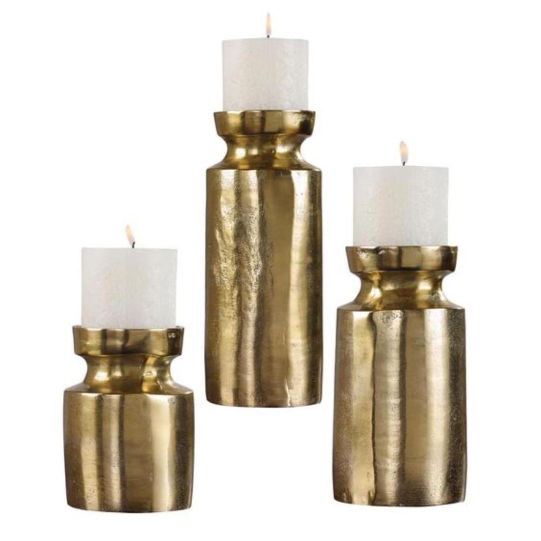 Set of Two brass Solid Candle Holder Pillars Nice Quality Amazing Wedding Candle Stands Set For Wedding Supply Free Standing