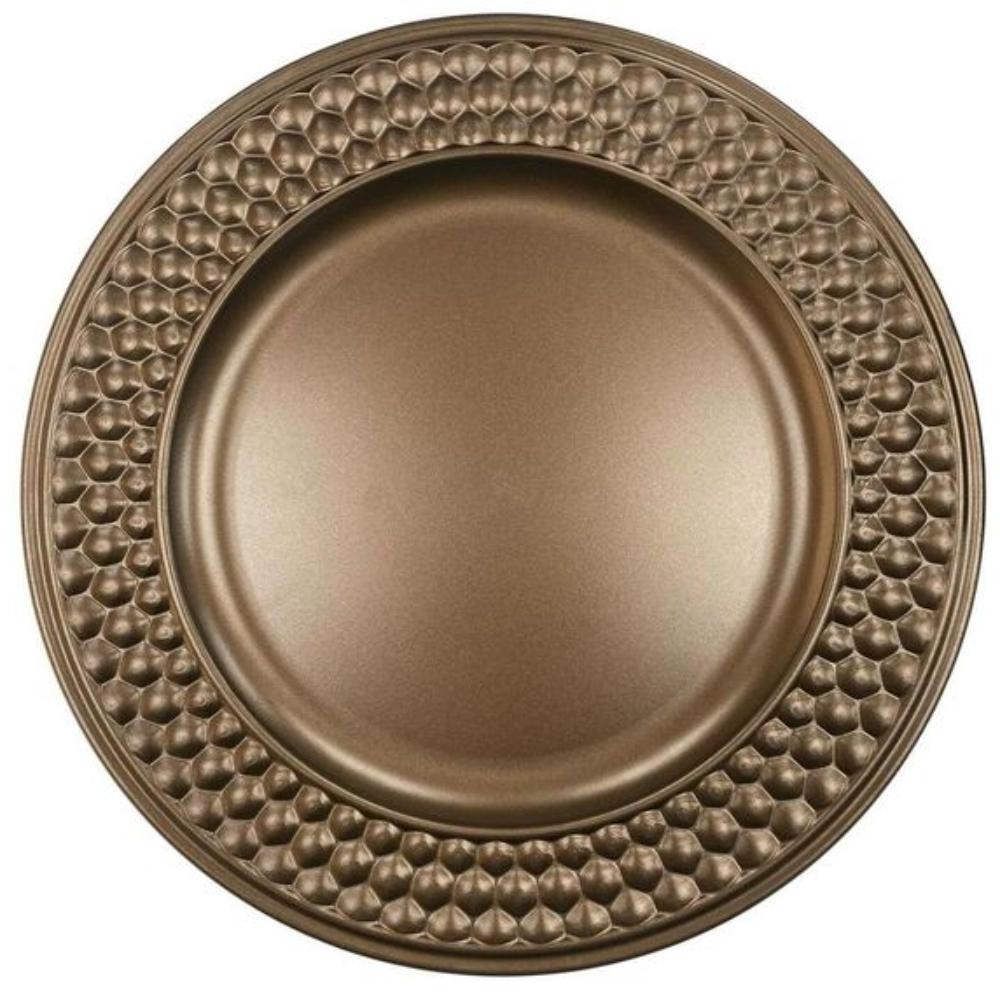 Top Standard Quality Round Charger Plate With Hard Embossed Border Antique Gold Coated Handmade Craft Charger Dish Plate