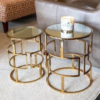 high Standard Home Furniture tables New Modern Coffee Table Side Tables Set Of two Sofa Side New Style Transparent Glass top