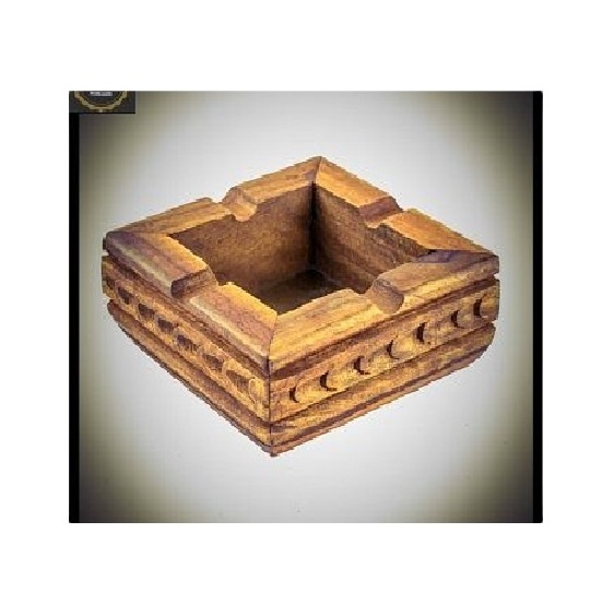 Cigar And Cigarette Ashes Collectable Wooden Tray Square Shape Hand Carved Design 100% Eco Friendly Unique Ash Tray table Stand