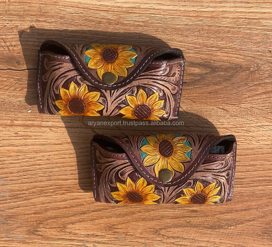 Real Handmade Tooled Leather Custom Sunglasses Cases Leather Belt Glasses Case Unisex Reading Glasses Engraved Sunglasses Cases