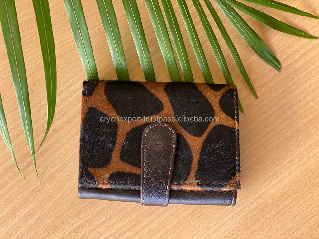 New Real Handmade Animal Print Fur Distressed Leather Women Wallets Stylish Ideal Size Multi Uses Purse ATM Cards Holder Wallets