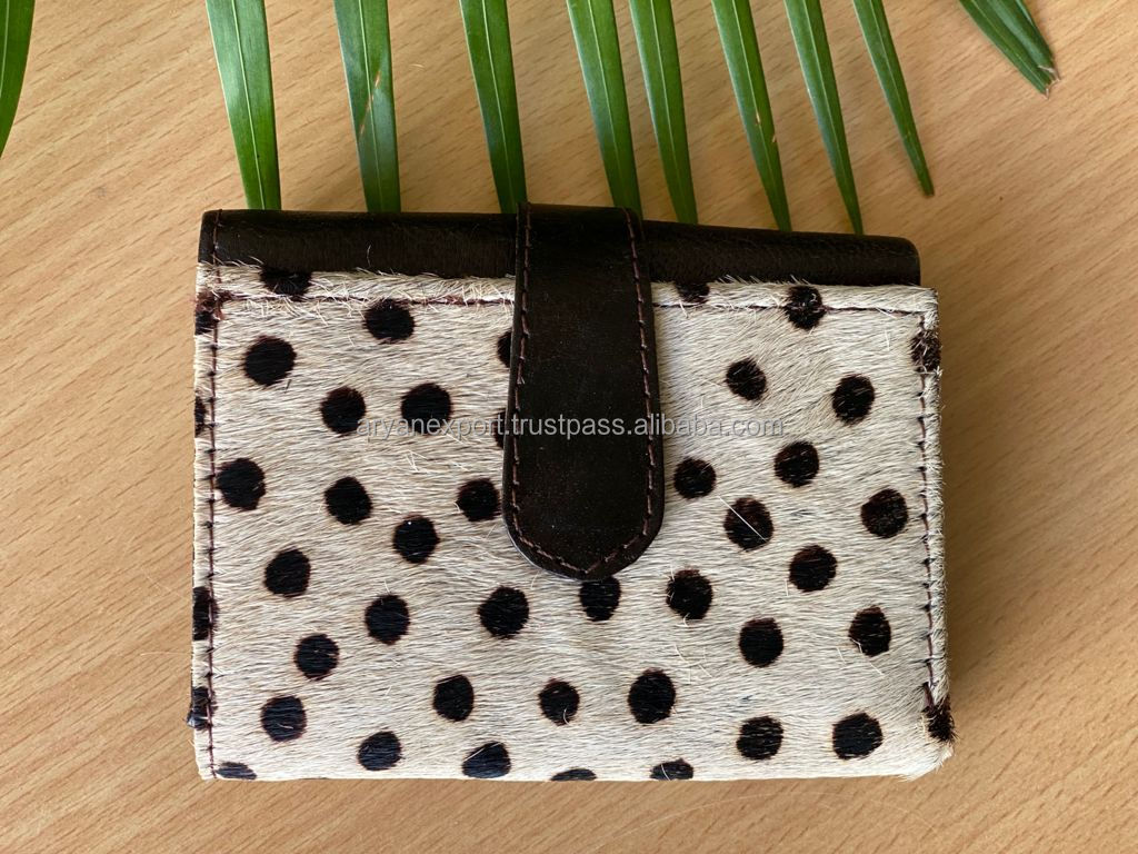 New Real Handmade Animal Print Fur Distressed Leather Women Wallets Stylish Ideal Size Multi Uses Purse ATM Cards Holder Wallets