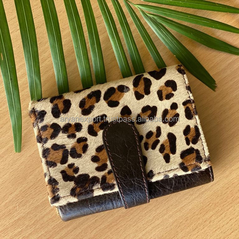 New Real Handmade Animal Print Fur Distressed Leather Women Wallets Stylish Ideal Size Multi Uses Purse ATM Cards Holder Wallets