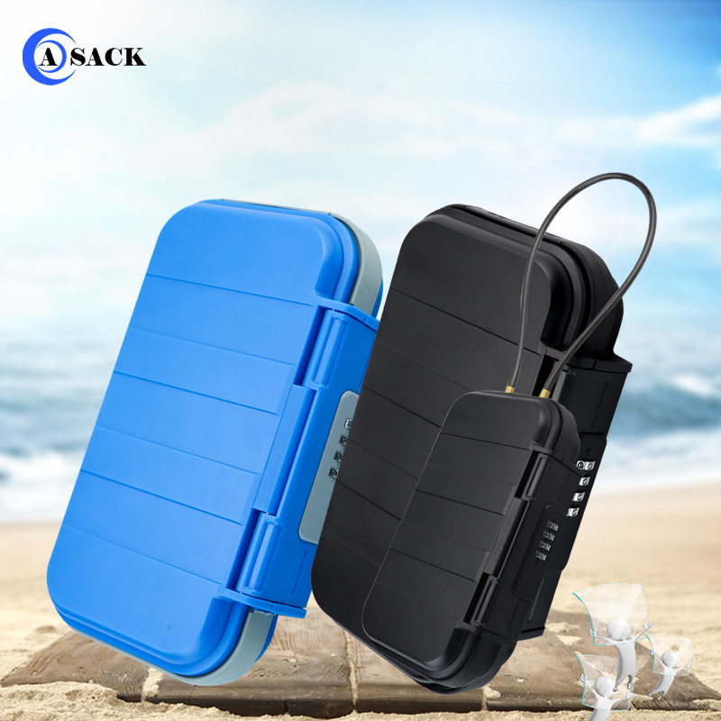 Asack diving surfing beach heavy duty waterproof plastic key storage lock box portable with 4 digit combination locks