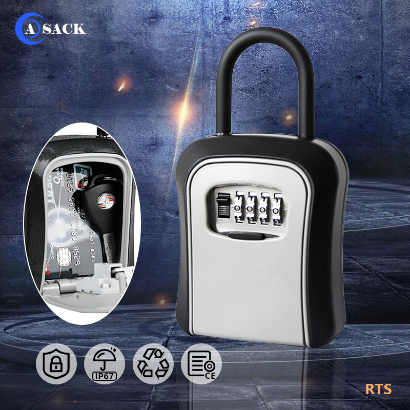 Asack G7 waterproof 4 digit portable combination estate key box safety locks fine metal aluminum security wall mounted safes