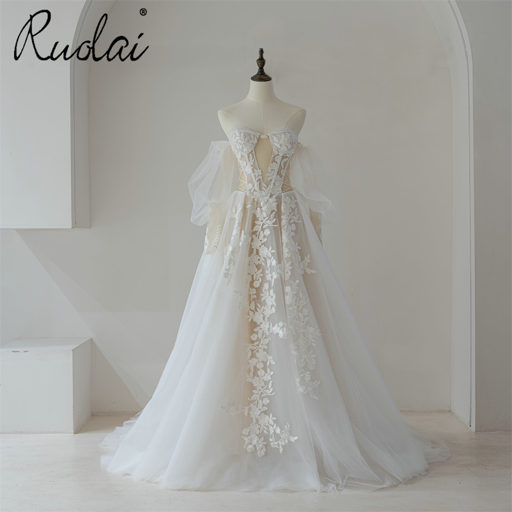 Ruolai QW01911 SleevesSexy Romantic Changing Wedding Dresses for Brides Mermaid Wedding Dress Bridal Gown