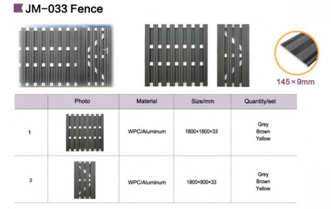 DIY Wood Plastic Composite  fencing 1.8*1.8 M(6ft) Aluminium Wpc Panel Fence