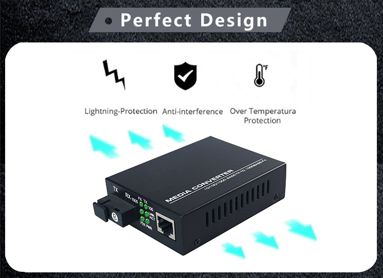 Single Fiber Sm 10/100/1000Mbps Gigabit Optical Converter RJ45 Ethernet Fiber Optic Media Converter