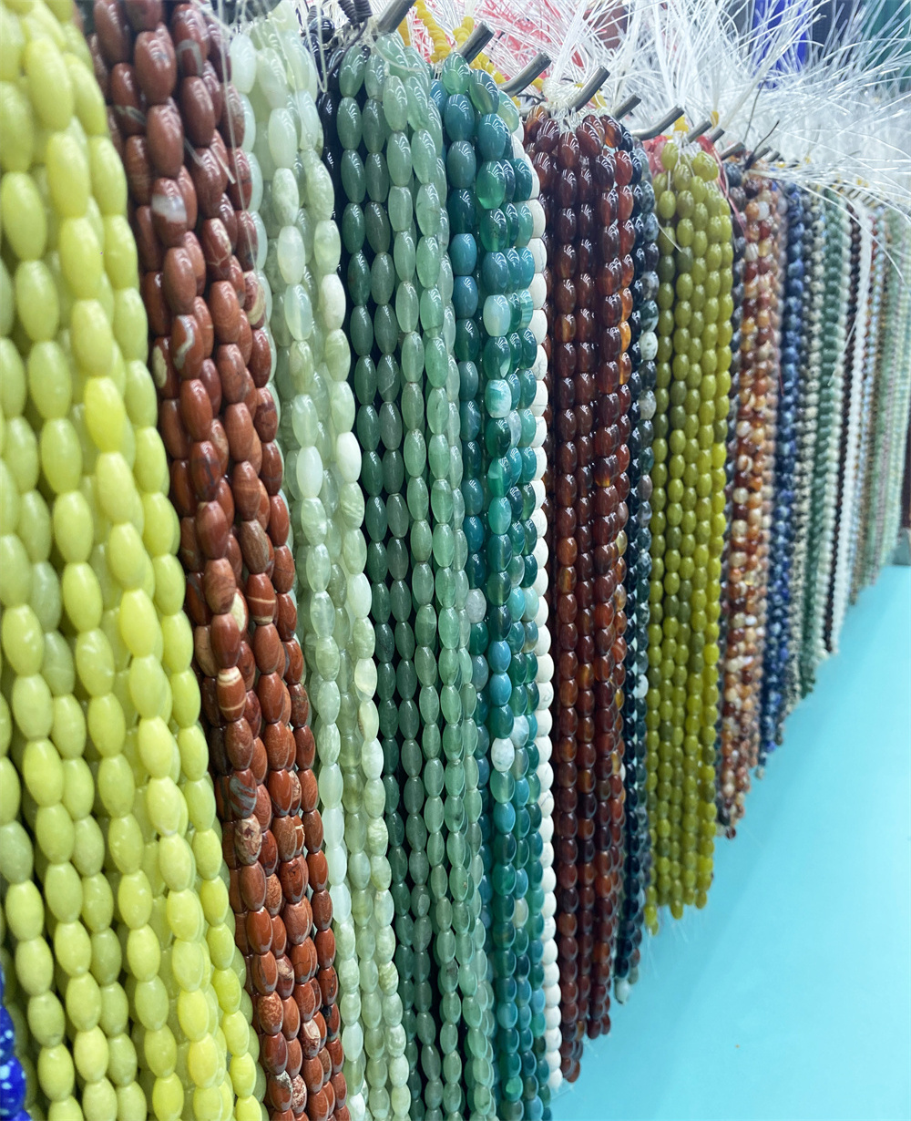 Jewelry Accessories 6x12mm Natural Agate Hematite Green Aventurine Rice Shape Beads Polish Loose Spacer Barrel Bead Diy Necklace