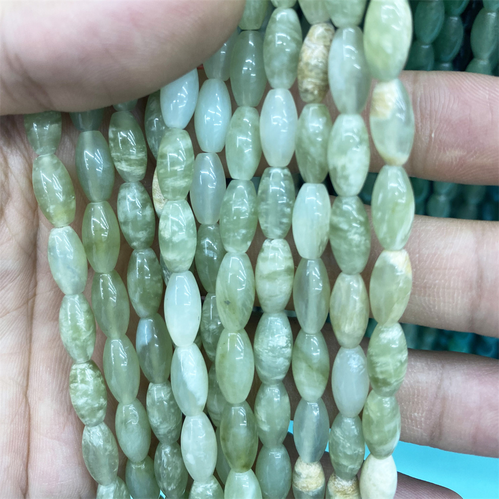 Jewelry Accessories 6x12mm Natural Agate Hematite Green Aventurine Rice Shape Beads Polish Loose Spacer Barrel Bead Diy Necklace