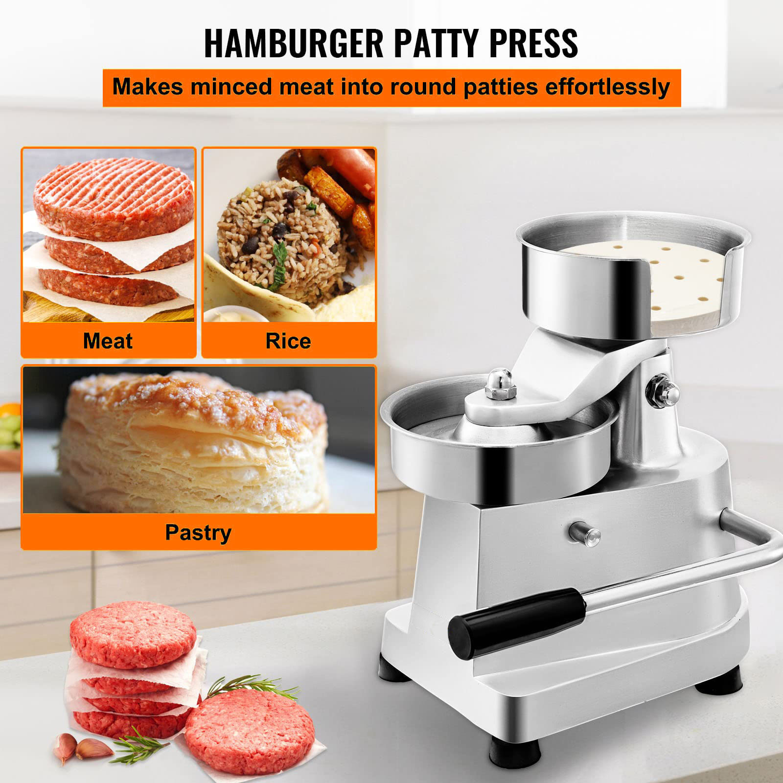 ASAKI Hamburger Patty Maker Large Hamburger Patty Maker Burger Patty Maker Manual For Restaurant or Bar