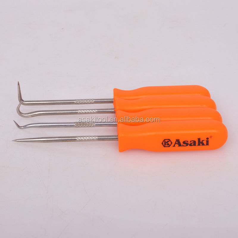 AK-1084 High Quality 4pcs  stainless steel Car pick and hook  oil seal screwdriver hook and pick tool set