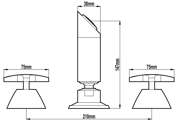 3 holes Handle Wall Mount Bathroom Concealed Basin Mixer Faucet