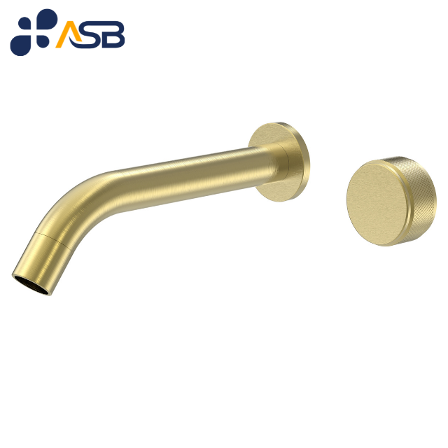 Wall Mounted Bathroom Basin Bath Faucet Set Single Knurled Handle Brass Certified