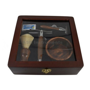 Shaving Set With Wooden Box, Shaving Kit Men's Gift Set With Shaving Stand, Brush, Bowl And Safety Razor