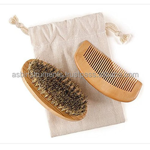 2Pcs Mens Beard Care Set Artificial Boar Bristle Beard Brush and Beard Comb Kit Grooming Kit