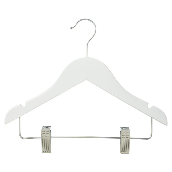 kid's Children's Wardrobe White Wooden Coat Hangers Clip Top Hangers For Baby & Toddler Clothes