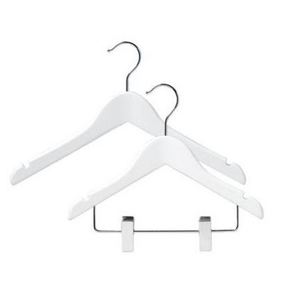 kid's Children's Wardrobe White Wooden Coat Hangers Clip Top Hangers For Baby & Toddler Clothes