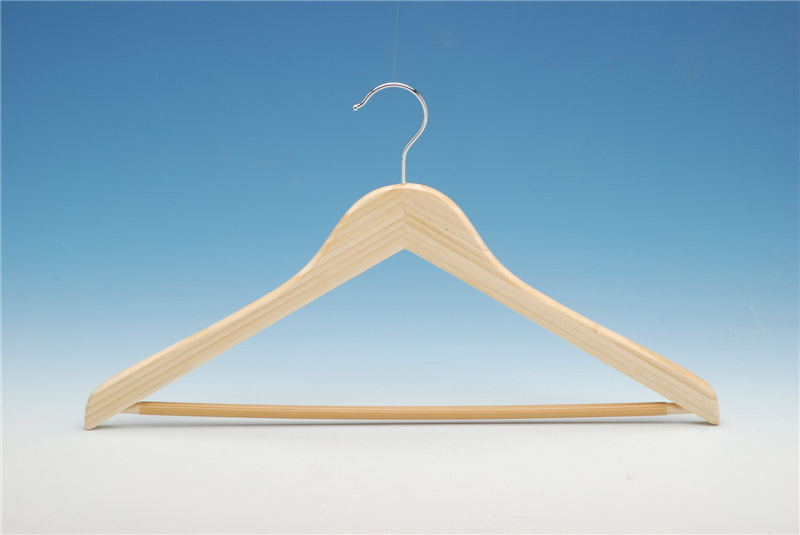 High quality wooden bamboo garment hanger with metal clips for hotel clothes store