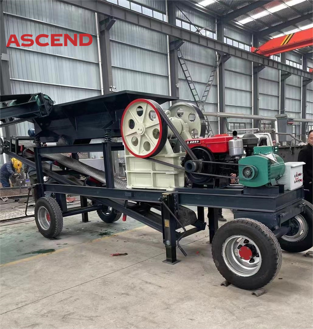 Ascend mobile diesel engine jaw crusher crushing granite marble quartz stone  mobile crushing station