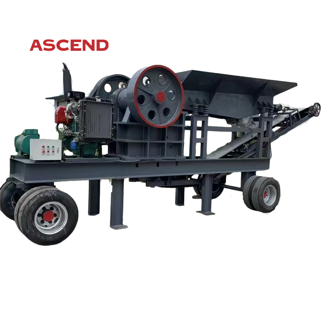 Ascend mobile diesel engine jaw crusher crushing granite marble quartz stone  mobile crushing station